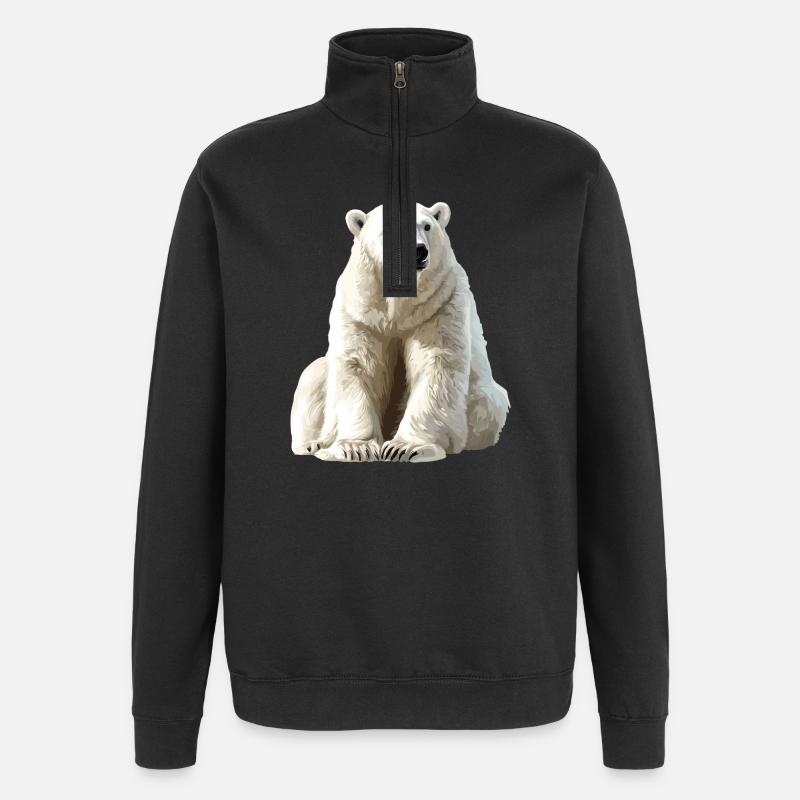 Polarbär im Eislicht - Quarter-Zip Sweatshirt - black