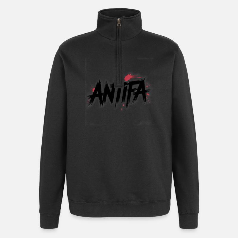 Antifa - Antifascist Merch - Quarter-Zip Sweatshirt - black