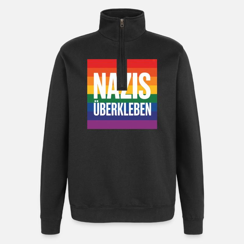 Nazis überkleben - Antifa Tee - Quarter-Zip-Sweatshirt - Schwarz