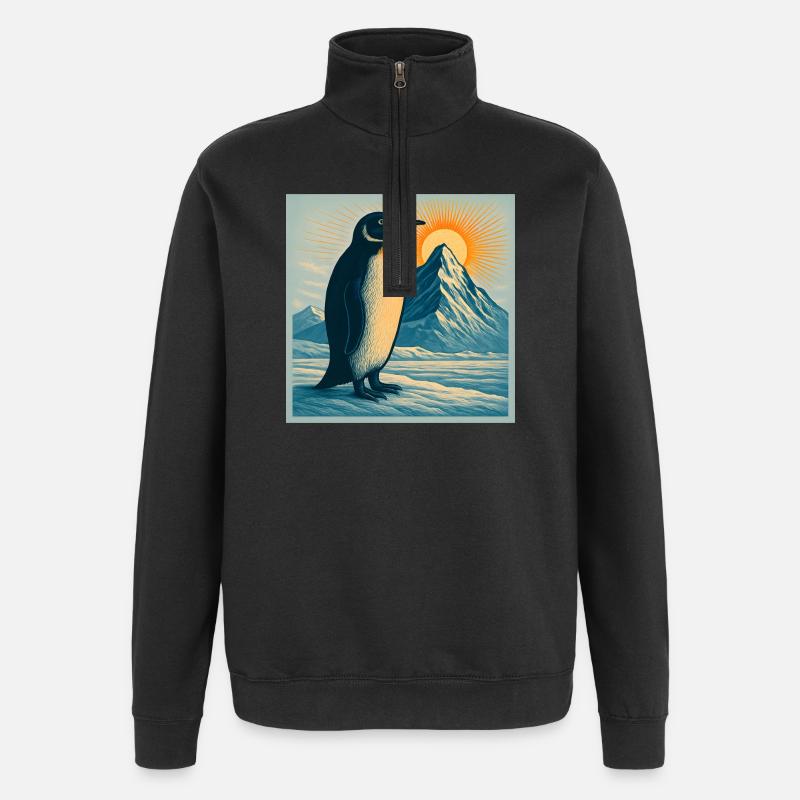 Penguin Sonnenaufgang über Eisbergen - Sweat à zip 1/4 - noir