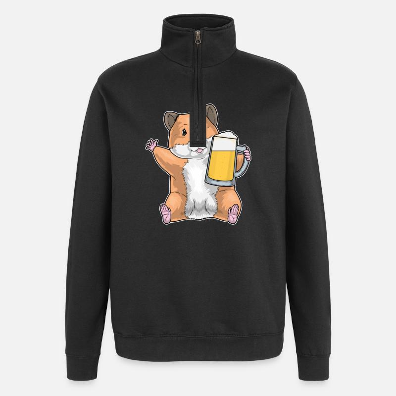 Bière de hamster - Sweat à zip 1/4 - noir
