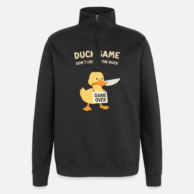Duck Game Game Over Schild - Quarter-Zip-Sweatshirt - Schwarz
