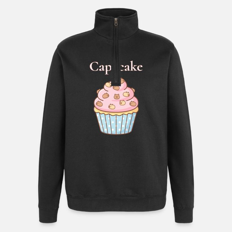 Capycake Cupcake with Capybara Sprinkles - Quarter-Zip Sweatshirt - black