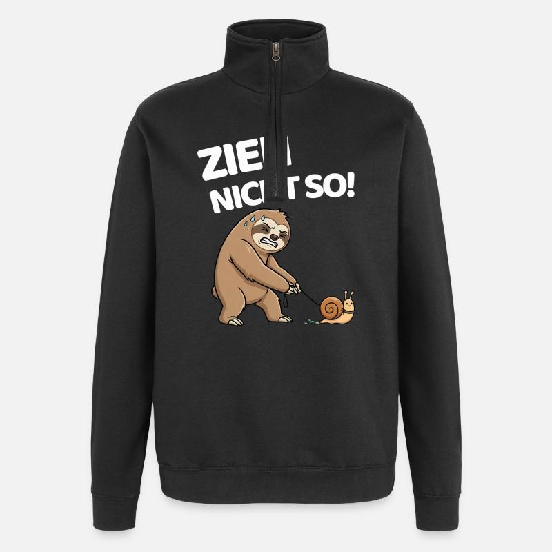 Don't pull so sloth with snail - Quarter-Zip Sweatshirt - black