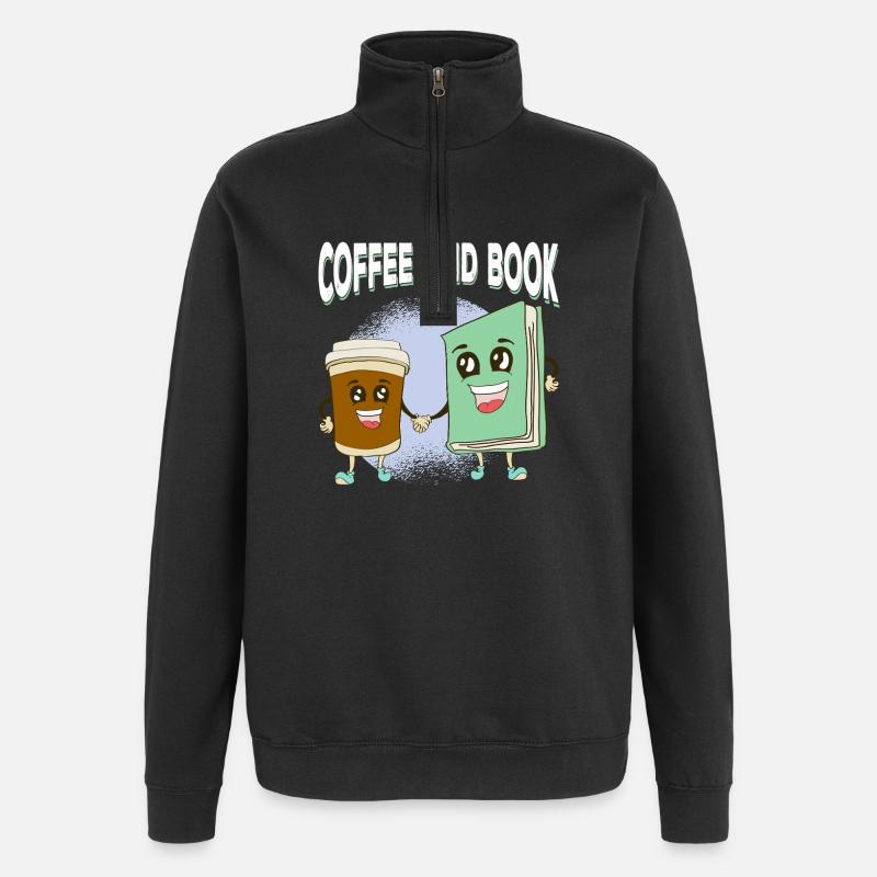 Coffee meets book friendship - Quarter-Zip Sweatshirt - black