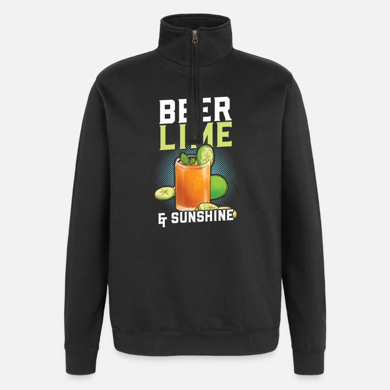 Bière, lime soleil - Sweat à zip 1/4 - noir