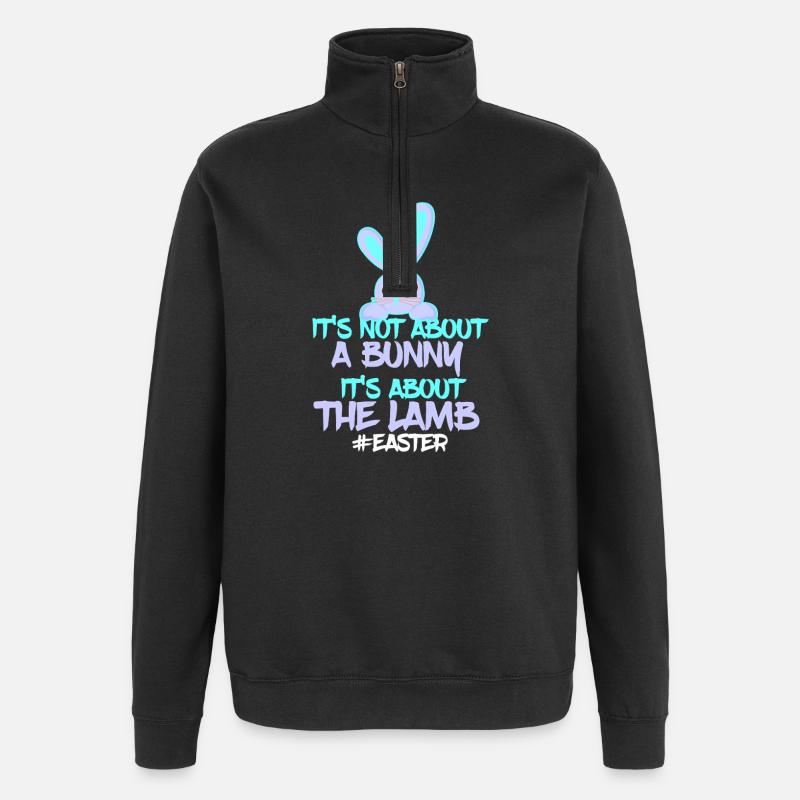 Oster Bunny vs Lamb Design - Quarter-Zip-Sweatshirt - Schwarz