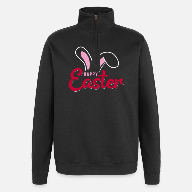 Happy Easter Bunny Scripture - Quarter-Zip Sweatshirt - black