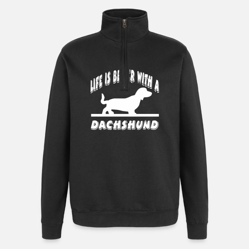 Dackel - Quarter-Zip-Sweatshirt - Schwarz