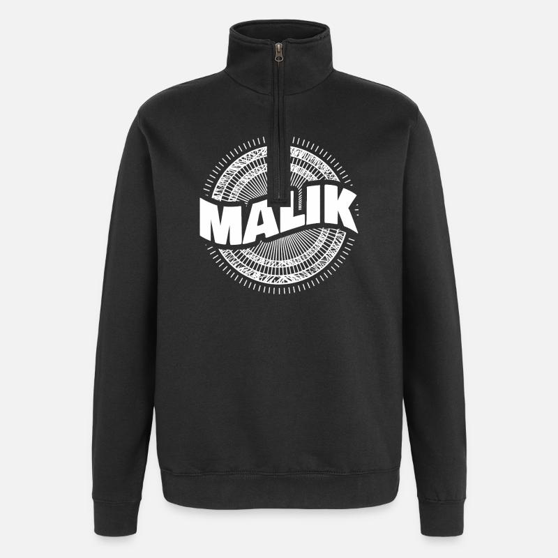 Malik comme nom - Sweat à zip 1/4 - noir