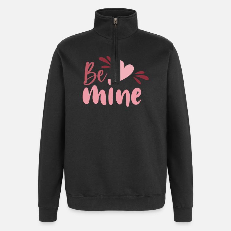 Be Mine Heart Script - Quarter-Zip Sweatshirt - black