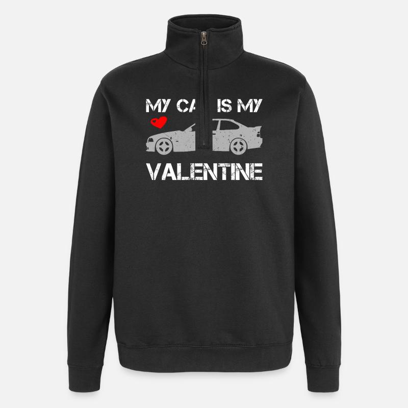 Ma voiture est ma Saint-Valentin - Sweat à zip 1/4 - noir