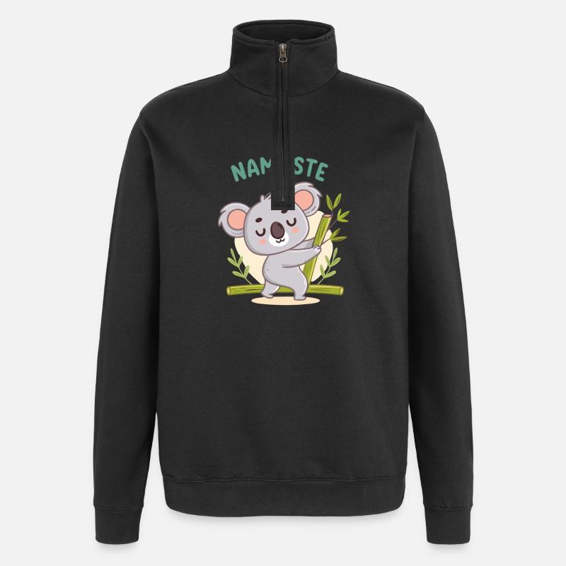 Koala Namaste Bambou Pastel - Sweat à zip 1/4 - noir