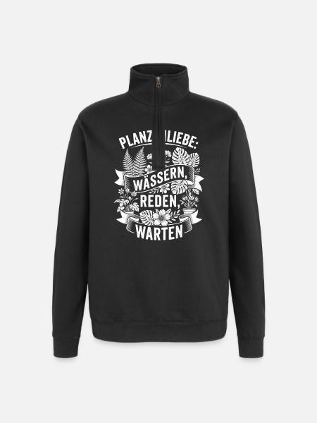 Plant love: watering, talking, waiting - Quarter-Zip Sweatshirt - black