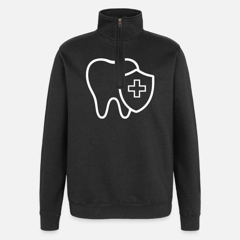 Icône de la dent dentiste - Sweat à zip 1/4 - noir