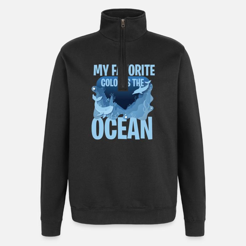 Ma couleur préférée : mer - Sweat à zip 1/4 - noir