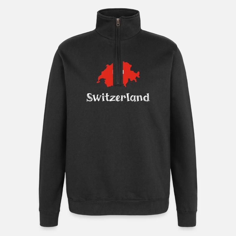 Switzlerland (texte blanc) - Sweat à zip 1/4 - noir