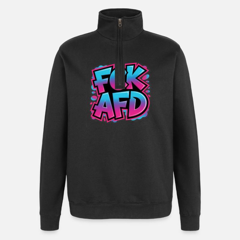 FCK AFD - Antifa Tee - Quarter-Zip Sweatshirt - black