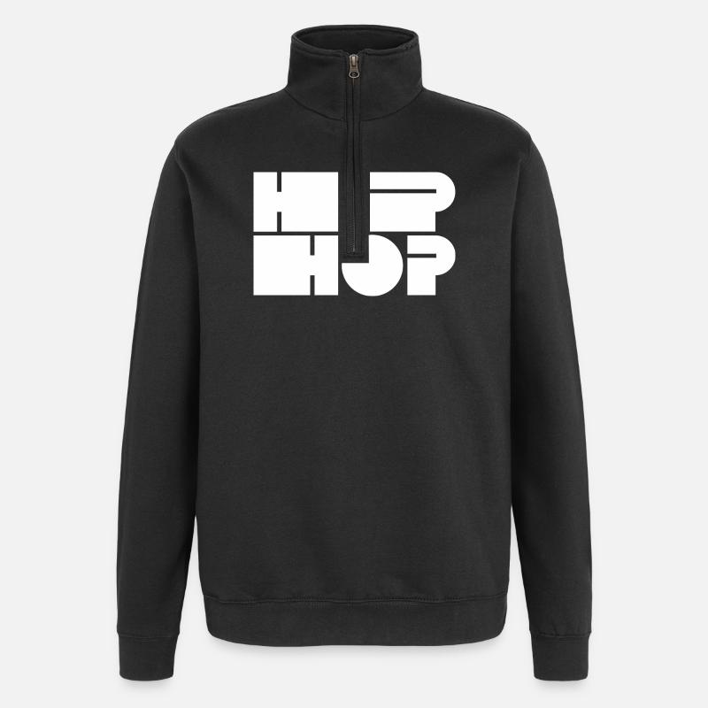 Typographie du bloc hip-hop - Sweat à zip 1/4 - noir