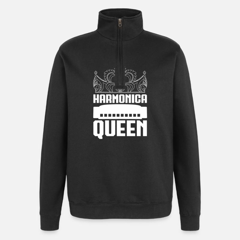 Harmonica Musican Queen Harmonica - Quarter-Zip Sweatshirt - black