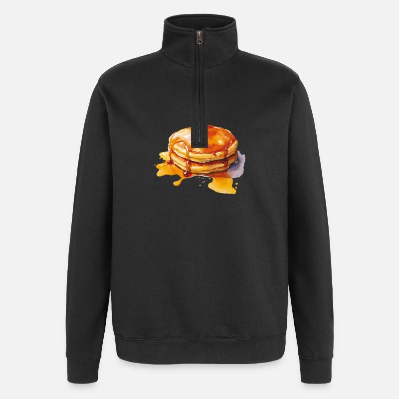 Syrup Pancake Stack - Quarter-Zip Sweatshirt - black