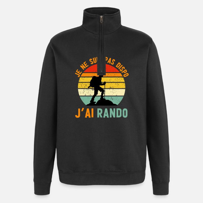 Retro Hike: I'm not available - Quarter-Zip Sweatshirt - black