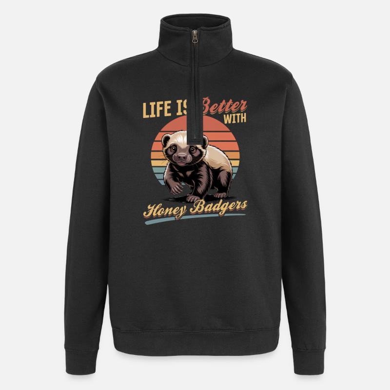 Blaireau drôle - Sweat à zip 1/4 - noir