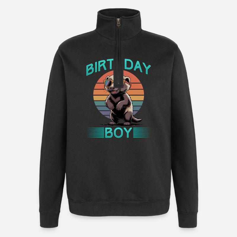 Funny Honey Badger - Quarter-Zip Sweatshirt - black