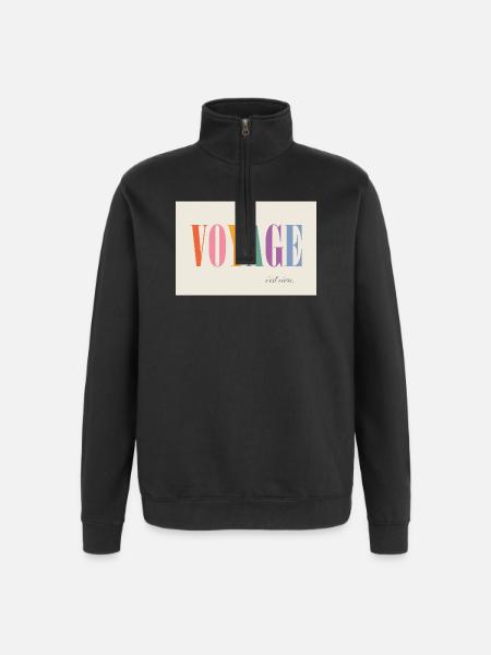 Voyage – c'est vivre - Quarter-Zip Sweatshirt - black