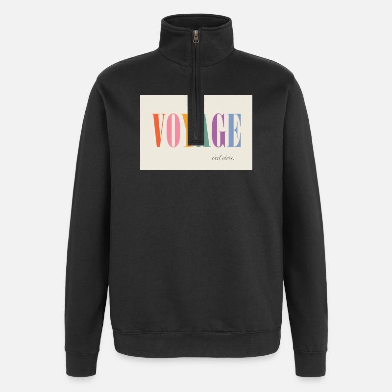 Voyage – c'est vivre - Quarter-Zip Sweatshirt - black