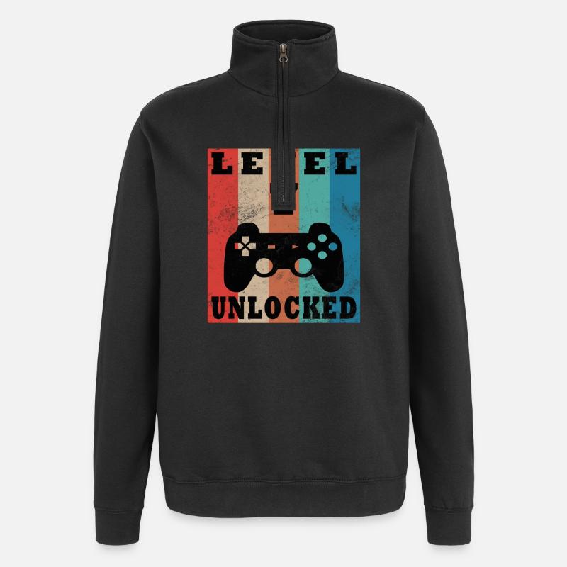 Level 7 freigeschaltet Retro-Controller - Quarter-Zip-Sweatshirt - Schwarz