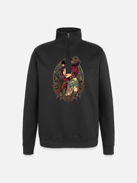 Femmes Steampunk Magnifiques Steampunk - Sweat à zip 1/4 - noir