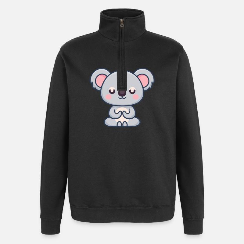 Koala doudou zen pastel - Sweat à zip 1/4 - noir