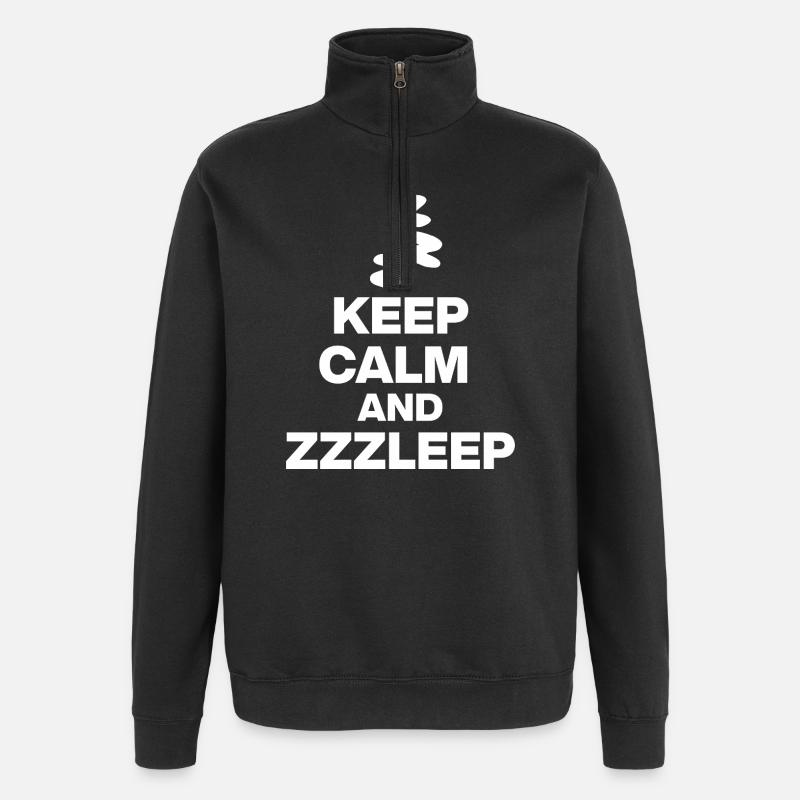 KEEP CALM AND ZZZLEEP 1aZzzleep - Quarter-Zip Sweatshirt - black