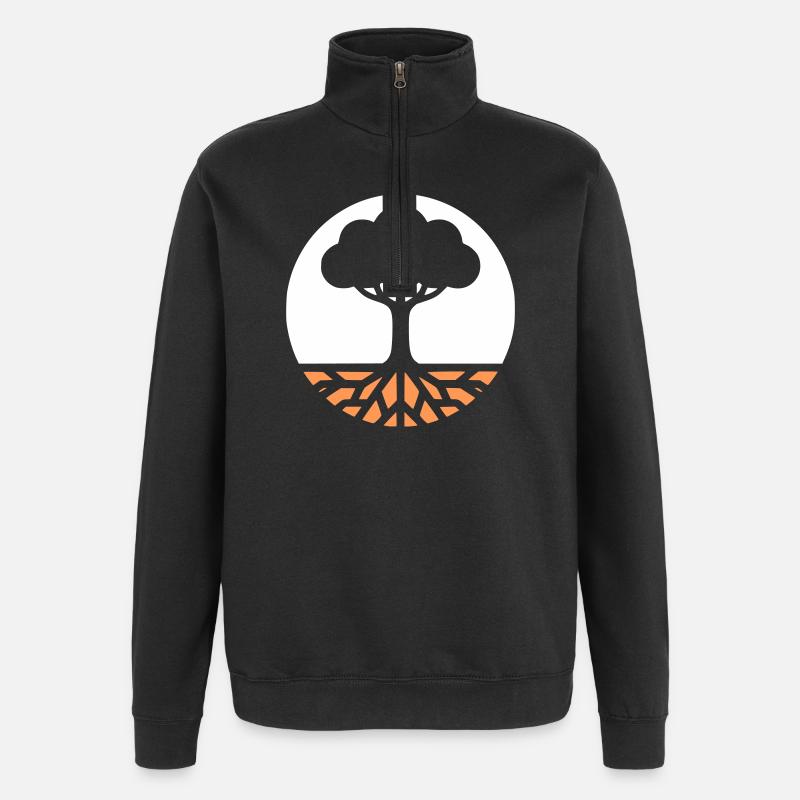 Baum des Lebens Wurzeln - Quarter-Zip-Sweatshirt - Schwarz