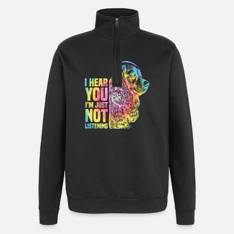 Rainbow Animal Dog Cocker Spaniel - Quarter-Zip Sweatshirt - black