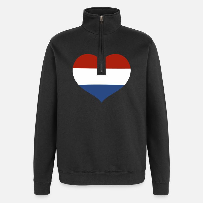 Cœur du drapeau des Pays-Bas - Sweat à zip 1/4 - noir