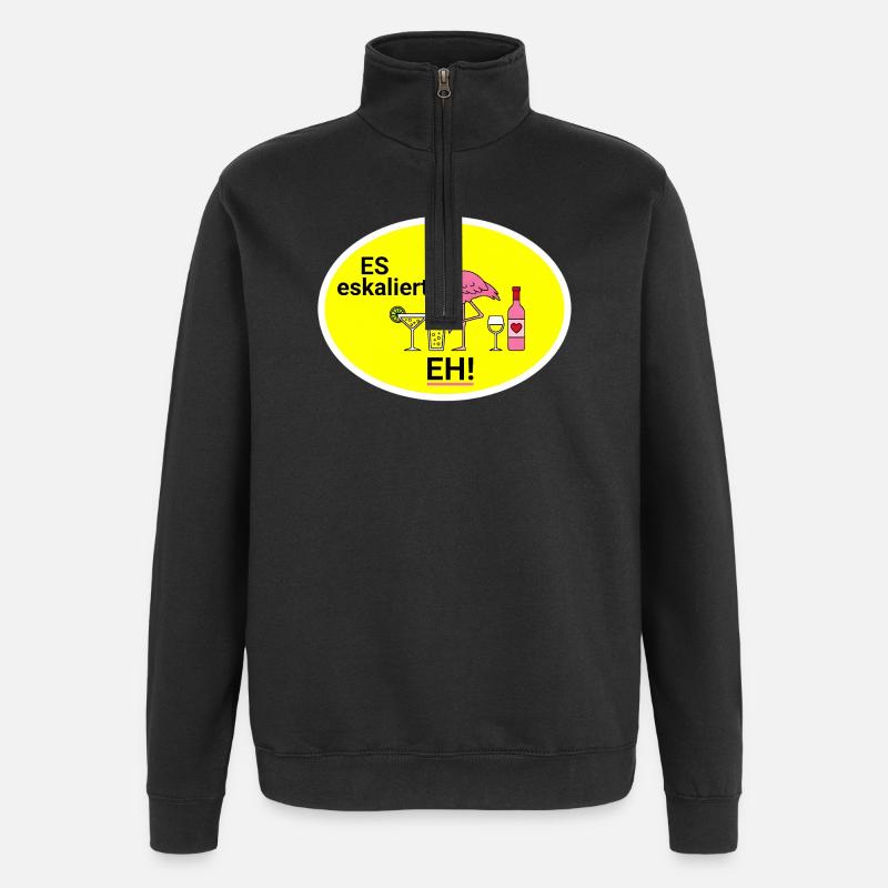 Flamingo Eskaliert Humor - Quarter-Zip-Sweatshirt - Schwarz