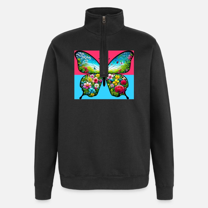 papillon - Sweat à zip 1/4 - noir