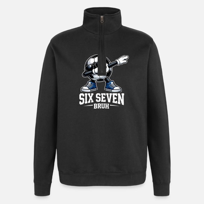 Six Seven Bruh Brainrot Meme - Quarter-Zip Sweatshirt - black