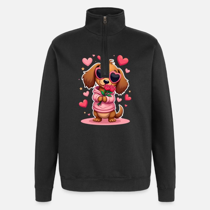 Dackel teckel teckel tekel - Sweat à zip 1/4 - noir