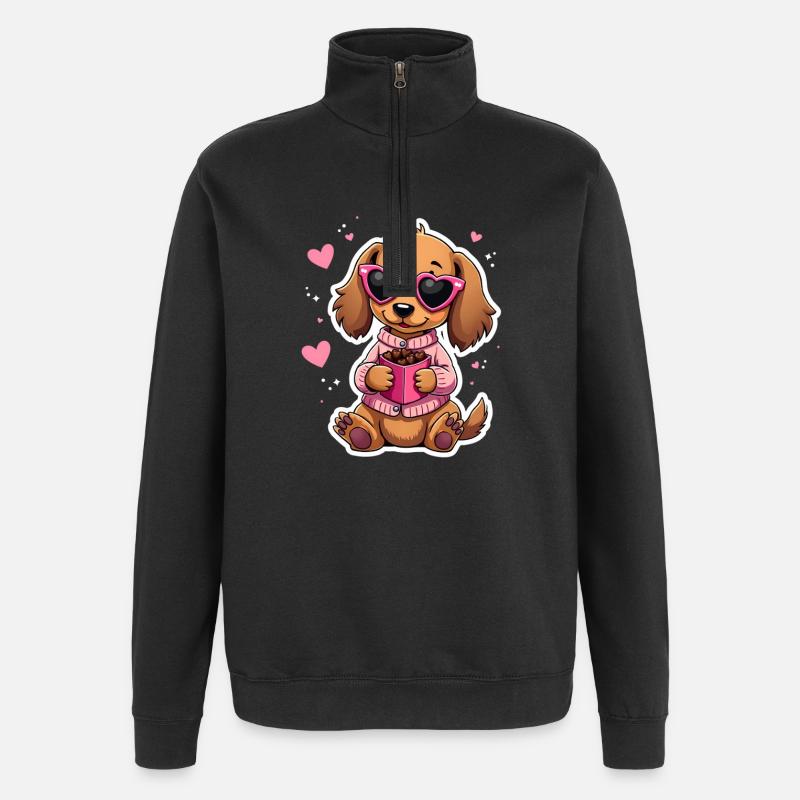 Dackel teckel teckel tekel - Sweat à zip 1/4 - noir