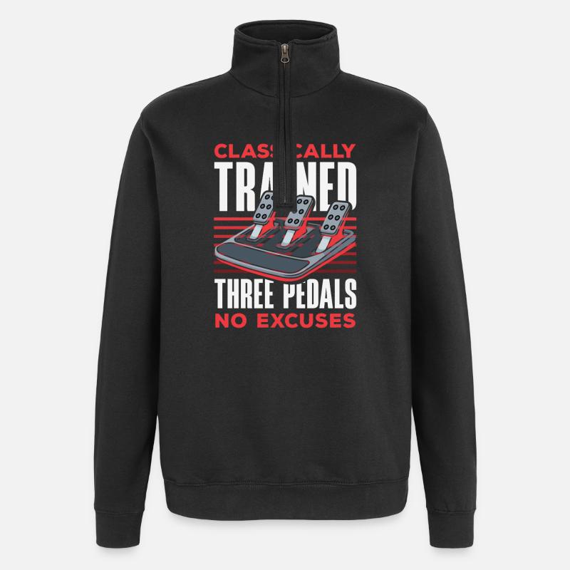 Manual car, classically trained - Quarter-Zip Sweatshirt - black