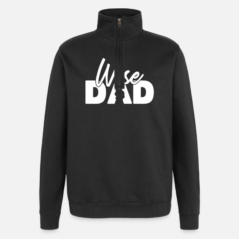 Wise Dad Silhouette Vaterschaft Elternschaft - Quarter-Zip-Sweatshirt - Schwarz