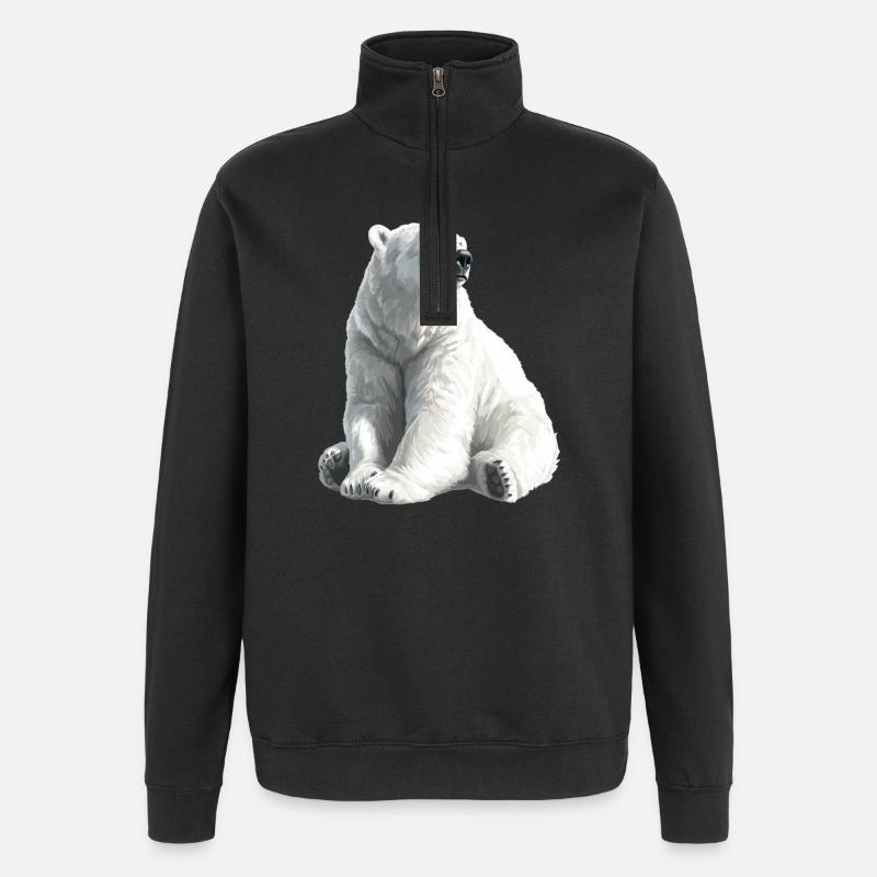 Polar Bär Illustration Eislicht - Quarter-Zip-Sweatshirt - Schwarz