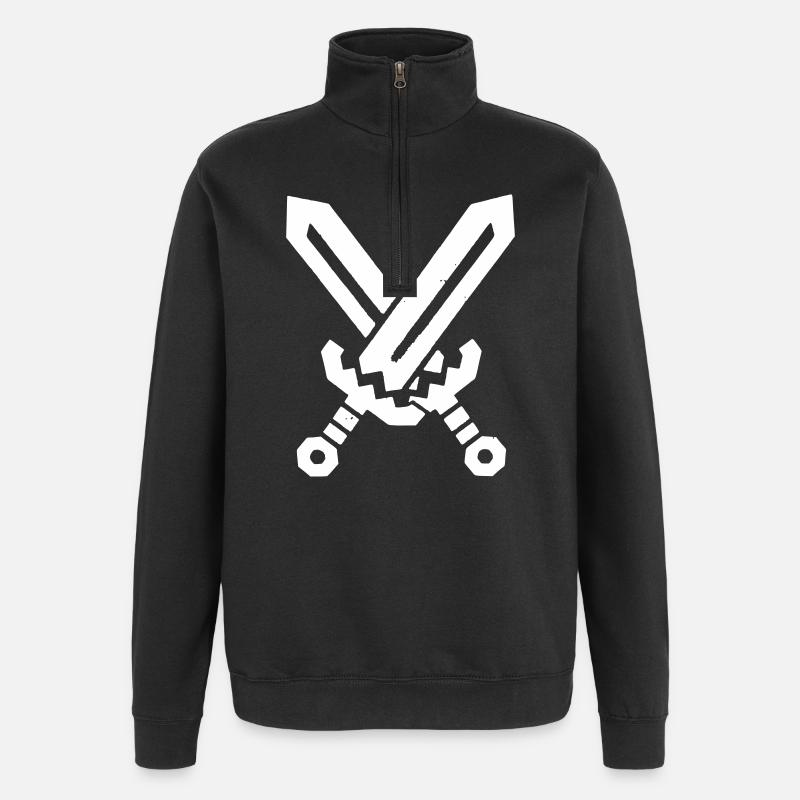 Pixel Swords 8-Bit Retro - Quarter-Zip Sweatshirt - black