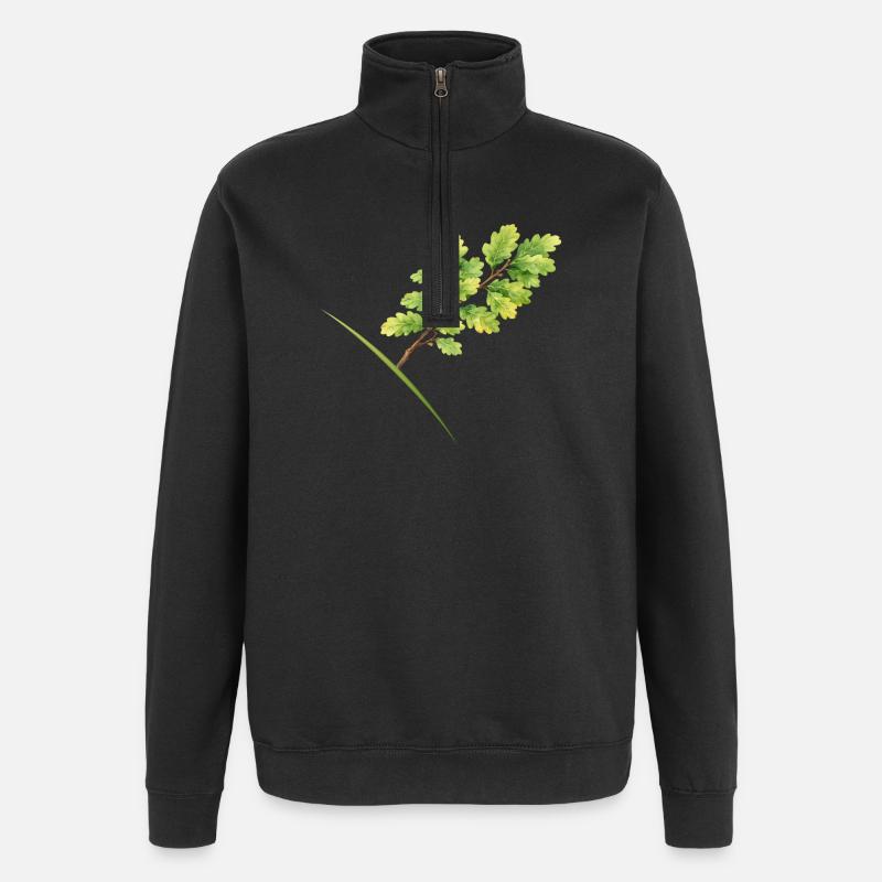 Leaf Branch Oak - Aquarelle - Sweat à zip 1/4 - noir