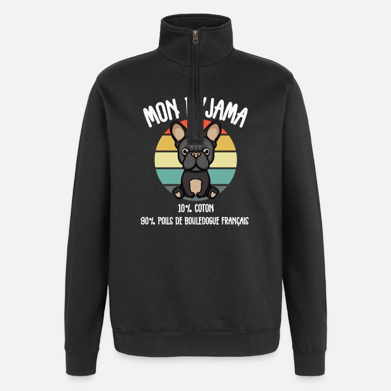 Pyjama Chien Bouledogue Français Humour - Sweat à zip 1/4 - noir