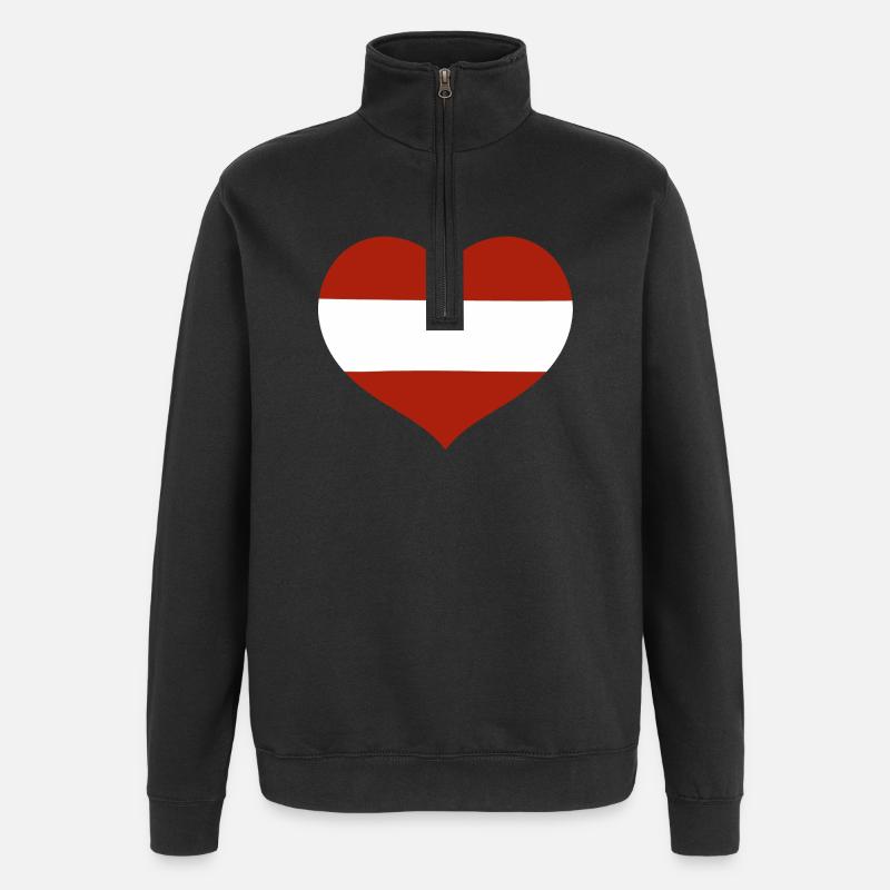 Herz der österreichischen Flagge - Quarter-Zip-Sweatshirt - Schwarz