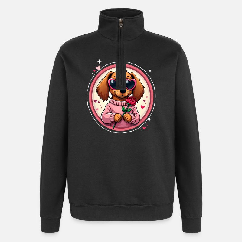 Dackel Dachshund Tekel - Quarter-Zip Sweatshirt - black